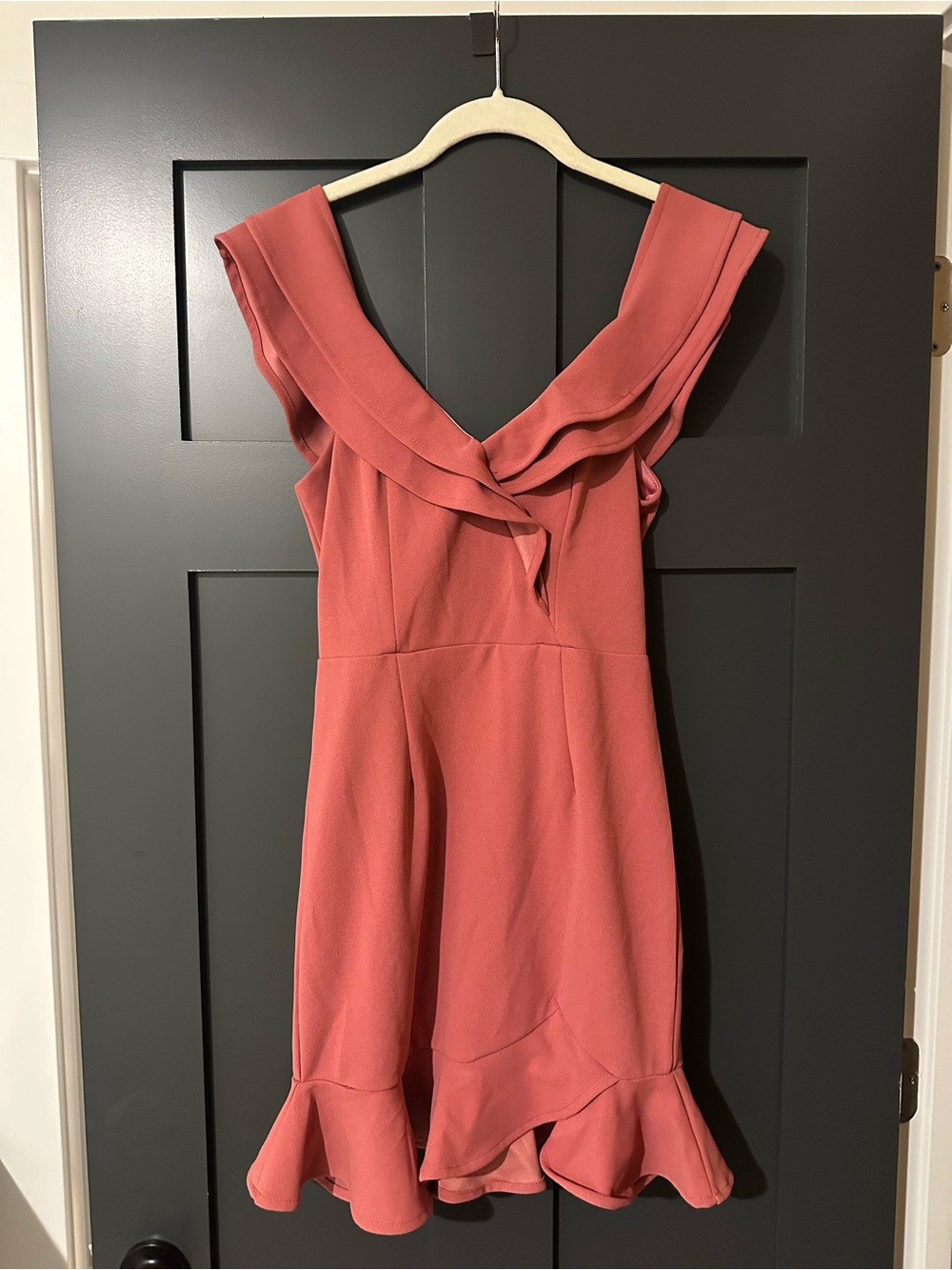 Women's Coral Ruffle Hem Dress